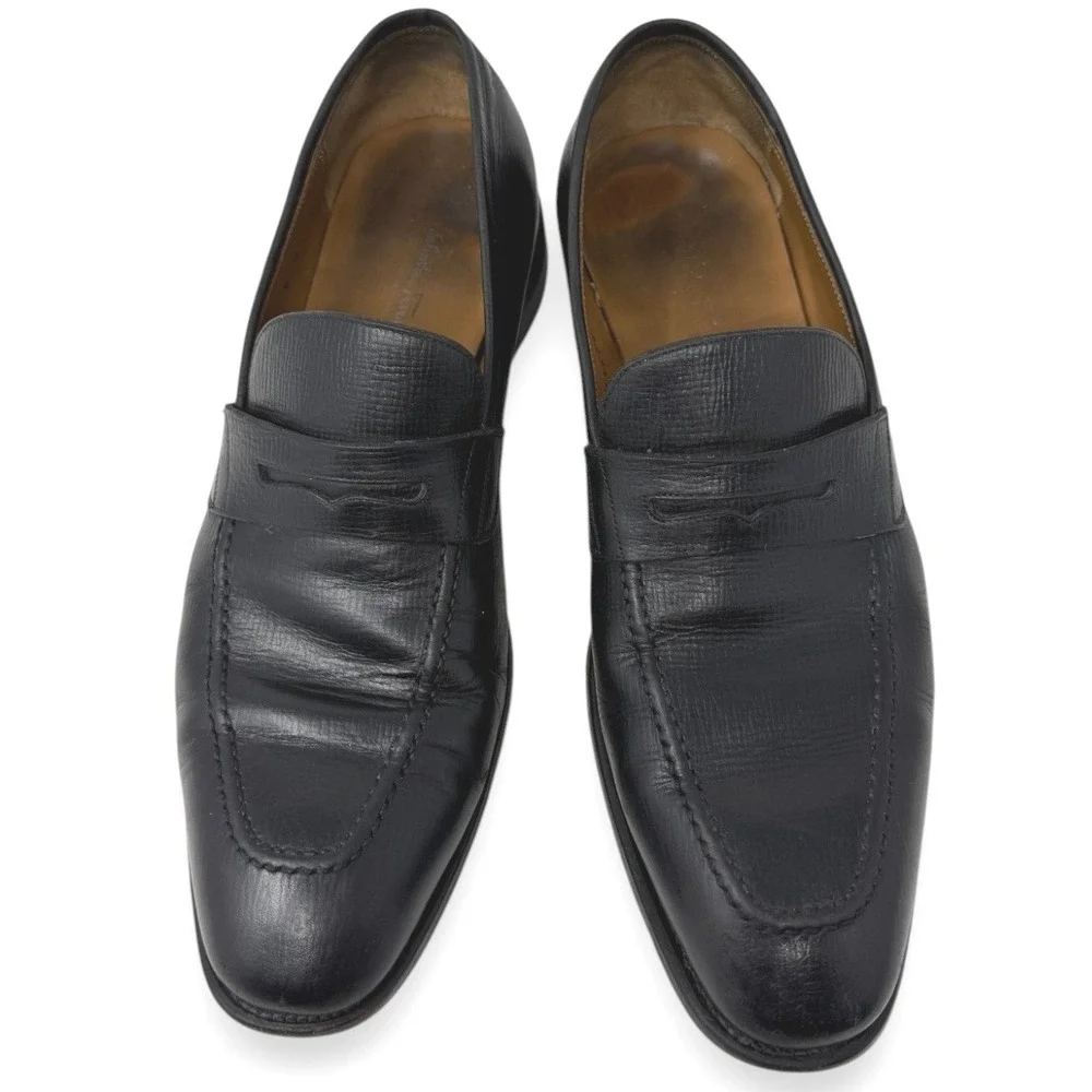 Salvatore Ferragamo Loafers‎ Mens 9 D Black Penny Loafer Leather Dress Shoes